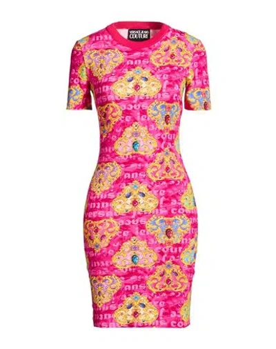 Versace Jeans Couture Woman Mini Dress Fuchsia Size S Cotton, Elastane In Pink