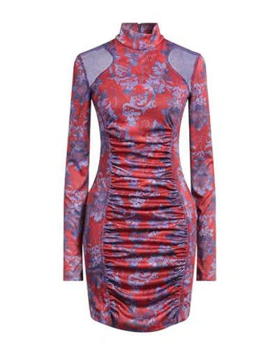 VERSACE JEANS COUTURE VERSACE JEANS COUTURE WOMAN MINI DRESS GARNET SIZE 4 POLYESTER, POLYAMIDE, ELASTANE
