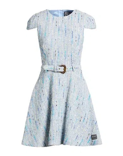 Versace Jeans Couture Woman Mini Dress Light Blue Size 12 Cotton, Polyester, Polyamide, Synthetic Fi