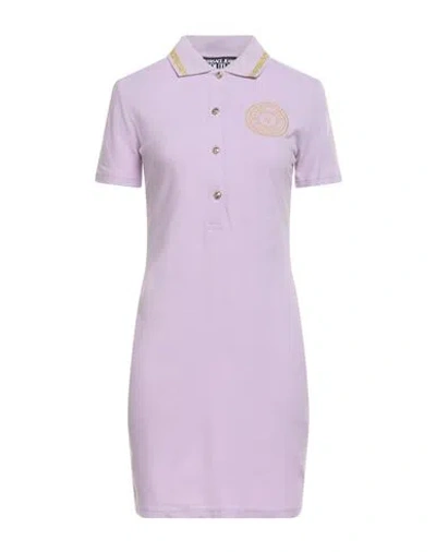 Versace Jeans Couture Woman Mini Dress Lilac Size L Cotton, Polyester, Elastane In Purple