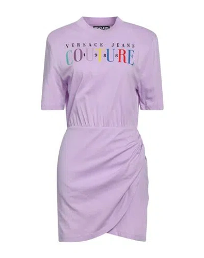 Versace Jeans Couture Woman Short Dress Lilac Size S Cotton In Purple
