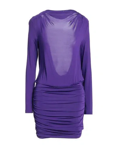 Versace Jeans Couture Woman Mini Dress Purple Size 10 Viscose, Elastane