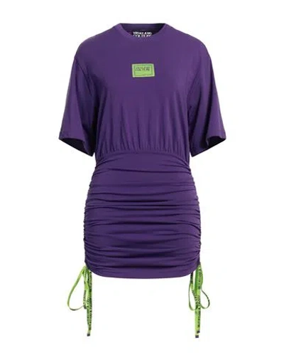 Versace Jeans Couture Woman Mini Dress Purple Size M Cotton, Elastane
