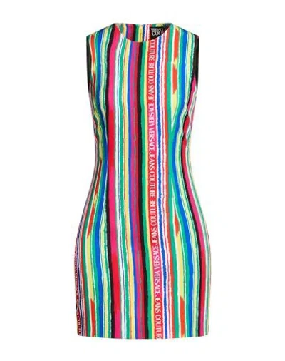 Versace Jeans Couture Woman Mini Dress Red Size 4 Polyester, Elastane In Multi