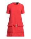 Versace Jeans Couture Woman Mini Dress Tomato Red Size 6 Polyester, Elastane In Tomato Red