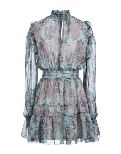 Versace Jeans Couture Woman Mini Dress Turquoise Size 6 Polyester In Blue