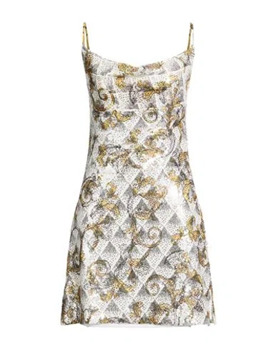 Versace Jeans Couture Woman Mini Dress White Size 8 Polyester, Elastane In Multi