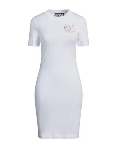 Versace Jeans Couture Woman Mini Dress White Size M Cotton, Elastane