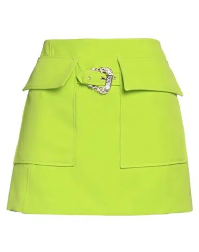 Versace Jeans Couture Woman Mini Skirt Lime Green Size 4 Polyester, Elastane In Green