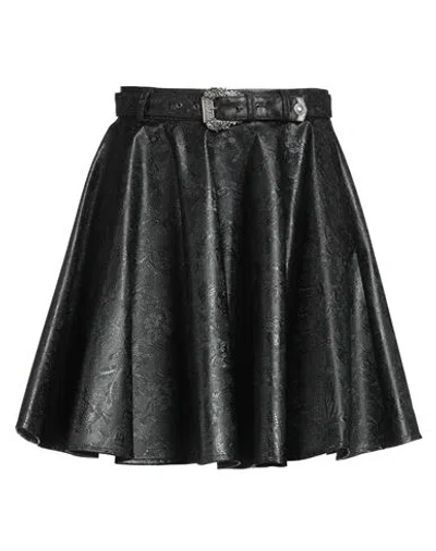 Versace Jeans Couture Woman Mini Skirt Black Size 10 Polyester, Polyurethane Resin