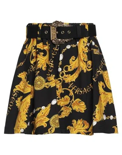 Versace Jeans Couture Black Printed Miniskirt In Eg89 Black + Gold