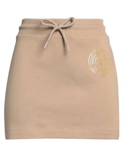 Versace Jeans Couture Woman Mini Skirt Camel Size S Cotton, Elastane In Beige