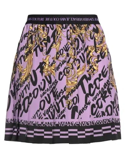 Versace Jeans Couture Woman Mini Skirt Mauve Size 10 Polyester In Purple