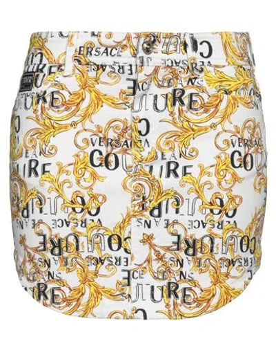 Versace Jeans Couture Woman Denim Skirt White Size 6 Cotton, Elastane