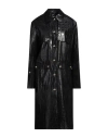 Versace Jeans Couture Woman Overcoat & Trench Coat Black Size 10 Polyester, Polyurethane Resin In Black