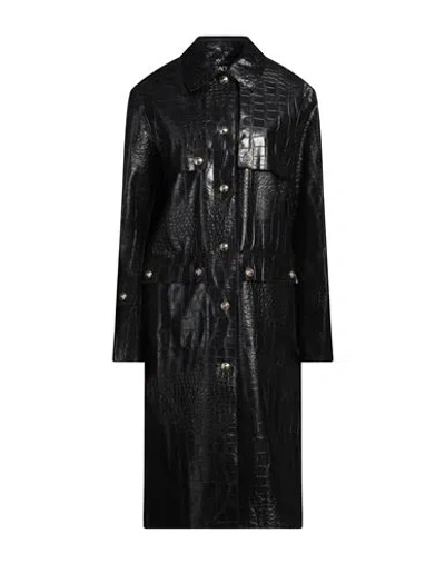 Versace Jeans Couture Woman Overcoat & Trench Coat Black Size 10 Polyester, Polyurethane Resin
