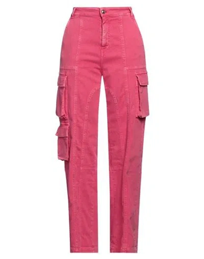 Versace Jeans Couture Woman Pants Fuchsia Size 8 Cotton, Elastane In Pink