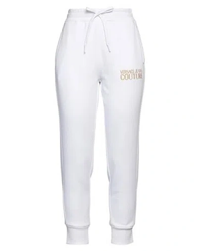 VERSACE JEANS COUTURE VERSACE JEANS COUTURE WOMAN PANTS WHITE SIZE S COTTON, ELASTANE