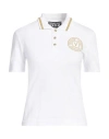 Versace Jeans Couture Woman Polo Shirt White Size S Cotton, Polyester, Elastane, Metallic Fiber In White