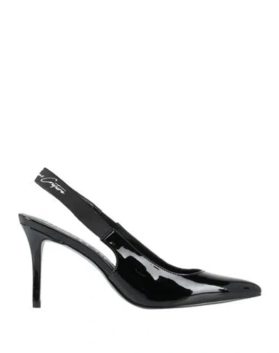 VERSACE JEANS COUTURE VERSACE JEANS COUTURE WOMAN PUMPS BLACK SIZE 10 TEXTILE FIBERS