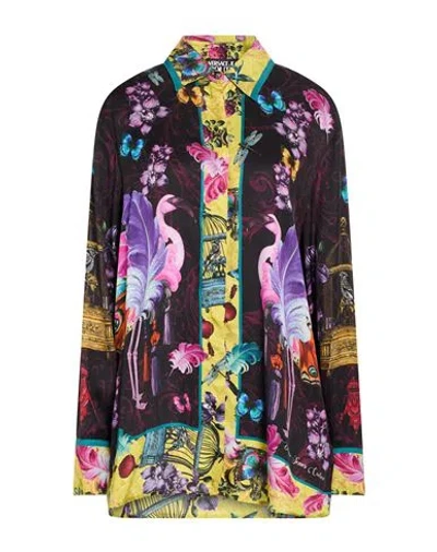 Versace Jeans Couture Woman Shirt Black Size 2 Viscose In Multi