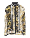 Versace Jeans Couture Multicolor Shirt With All-over Couture Logo And Stripe Print In Cotton Woman In Black