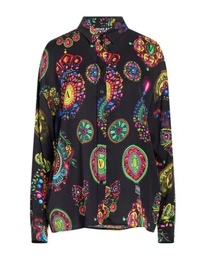 Versace Jeans Couture Woman Shirt Black Size 8 Viscose In Multi