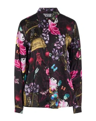 Versace Jeans Couture Woman Shirt Black Size 8 Viscose, Elastane In Multi