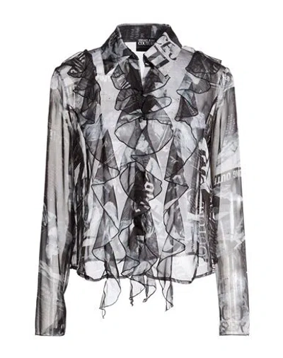 Versace Jeans Couture Woman Shirt Charcoal Size 14 Polyester In Black