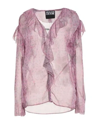 Versace Jeans Couture Woman Shirt Mauve Size 14 Polyester In Pink