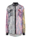 Versace Jeans Couture Woman Shirt Apricot Size 4 Polyester In Navy Blue