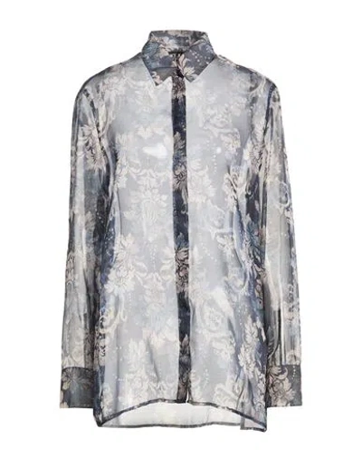 Versace Jeans Couture Woman Shirt Navy Size 8 Polyester In Blue