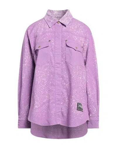 Versace Jeans Couture Woman Shirt Purple Size 4 Cotton, Elastane