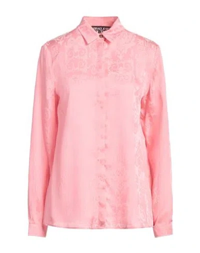 Versace Jeans Couture Woman Shirt Salmon Pink Size 10 Acetate, Viscose