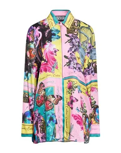 Versace Jeans Couture Woman Shirt Yellow Size 12 Viscose In Multi