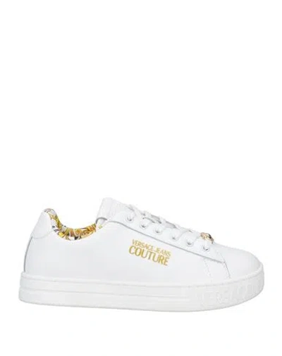 VERSACE JEANS COUTURE VERSACE JEANS COUTURE WOMAN SNEAKERS WHITE SIZE 7 LEATHER, RUBBER