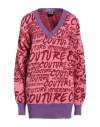 Versace Jeans Couture Woman Sweater Salmon Pink Size L Cotton In Pink