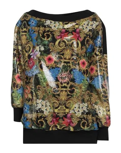 Versace Jeans Couture Woman Sweatshirt Black Size 8 Polyester, Cotton, Elastane