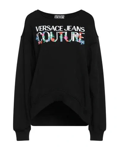 Versace Jeans Couture Crew Neck Black Sweatshirt With Bold Logo