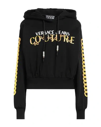 VERSACE JEANS COUTURE VERSACE JEANS COUTURE WOMAN SWEATSHIRT BLACK SIZE L COTTON