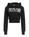Versace Jeans Couture Cropped Black Sweatshirt With Hood And Logo Detail