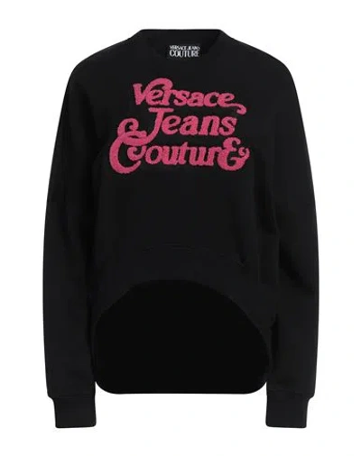 Versace Jeans Couture Woman Sweatshirt Black Size M Cotton, Elastane In Black