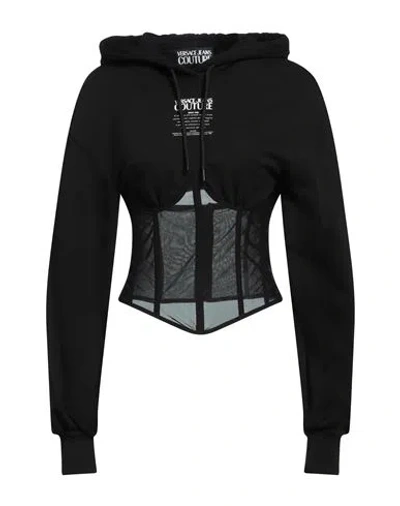 Versace Jeans Couture Woman Sweatshirt Black Size S Cotton, Polyamide, Elastane