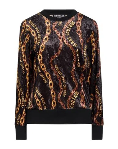 Versace Jeans Couture Woman Sweatshirt Black Size S Polyester, Elastane In Multi