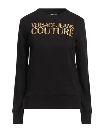 VERSACE JEANS COUTURE VERSACE JEANS COUTURE WOMAN SWEATSHIRT BLACK SIZE XL COTTON, ELASTANE