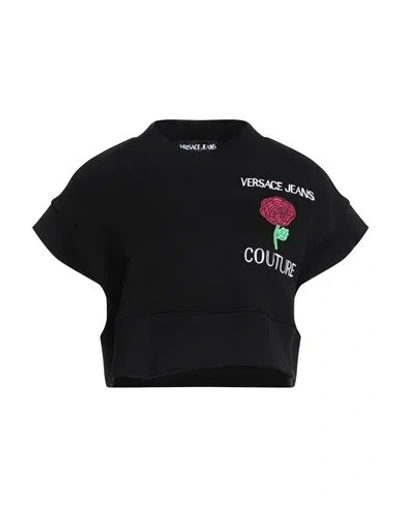 Versace Jeans Couture Woman Sweatshirt Black Size Xl Cotton, Elastane