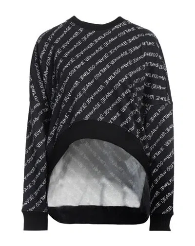 Versace Jeans Couture Woman Sweatshirt Black Size M Cotton, Elastane