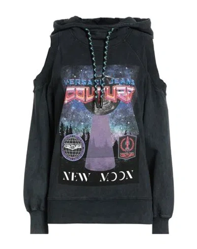 Versace Jeans Couture Woman Sweatshirt Charcoal Size S Cotton, Elastane In Grey
