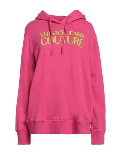 Versace Jeans Couture Woman Sweatshirt Fuchsia Size L Cotton, Elastane In Pink