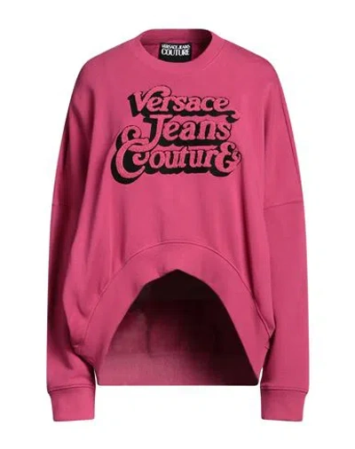 Versace Jeans Couture Woman Sweatshirt Fuchsia Size L Cotton, Elastane In Pink